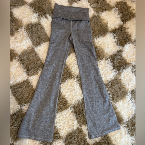 aerie Pants - Aerie Offline Foldover flare pants grey size small the hugger high rise long